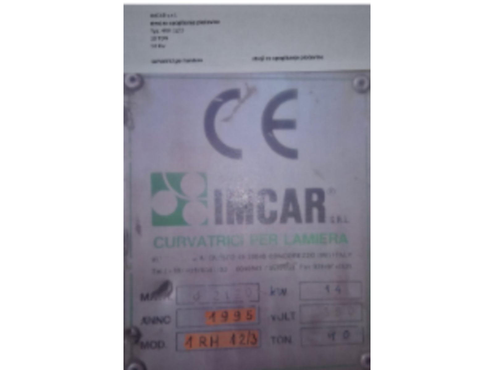 CALANDRA 3 RULLI IMCAR 2000 X 20mm