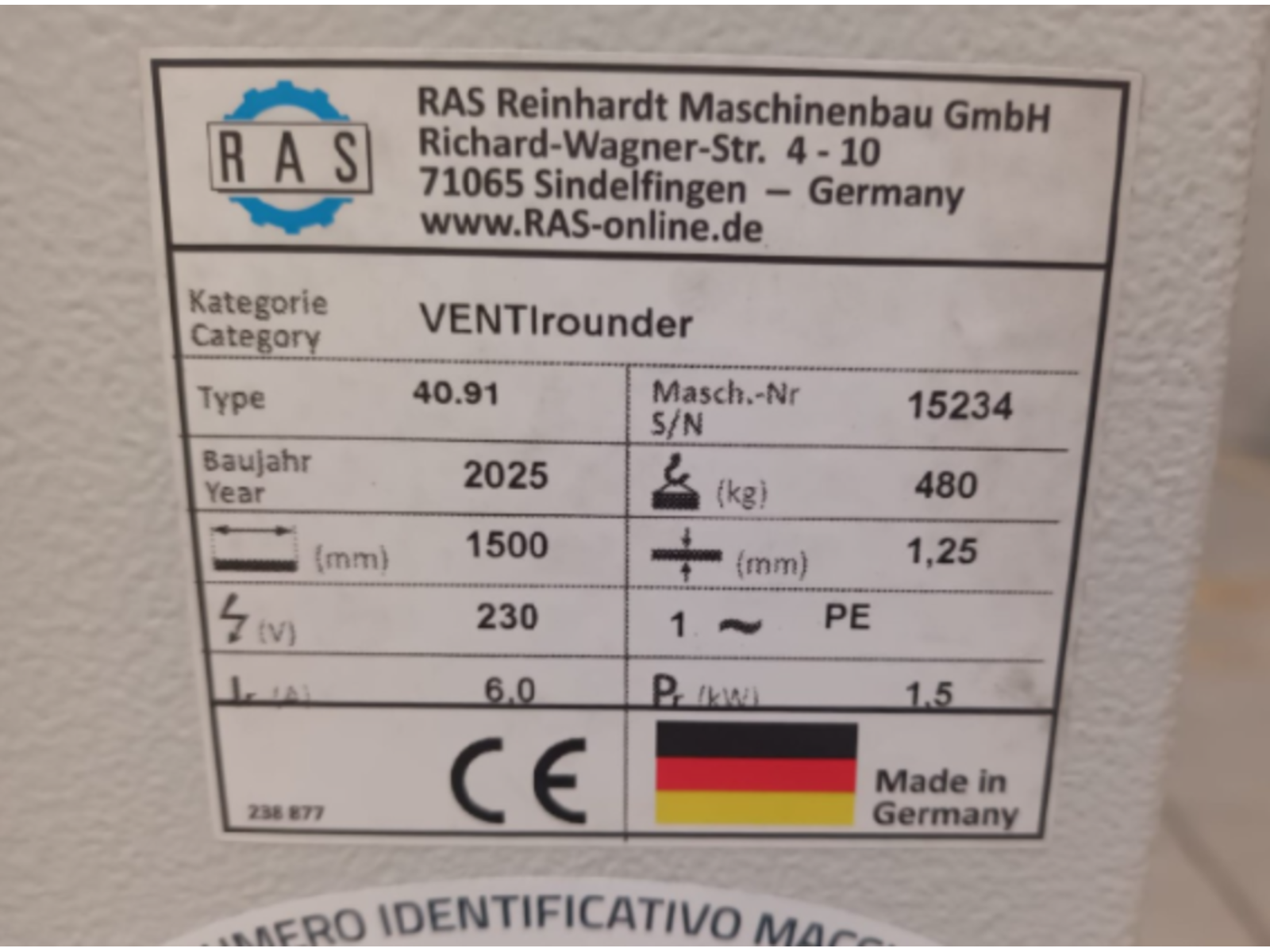 CALNDRA RAS ELETTR. VENTIROUNDER 40.91.