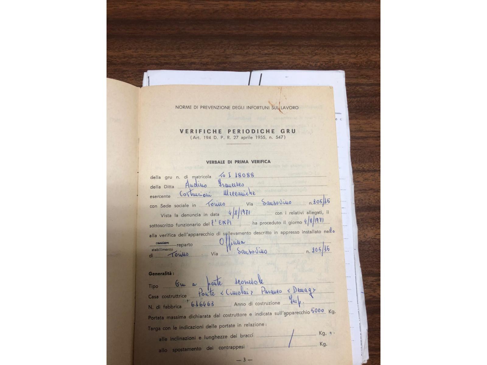 CARROPONTE BITRAVE CIMOLAI 5 TON  SCARTAMENTO 1540 CM