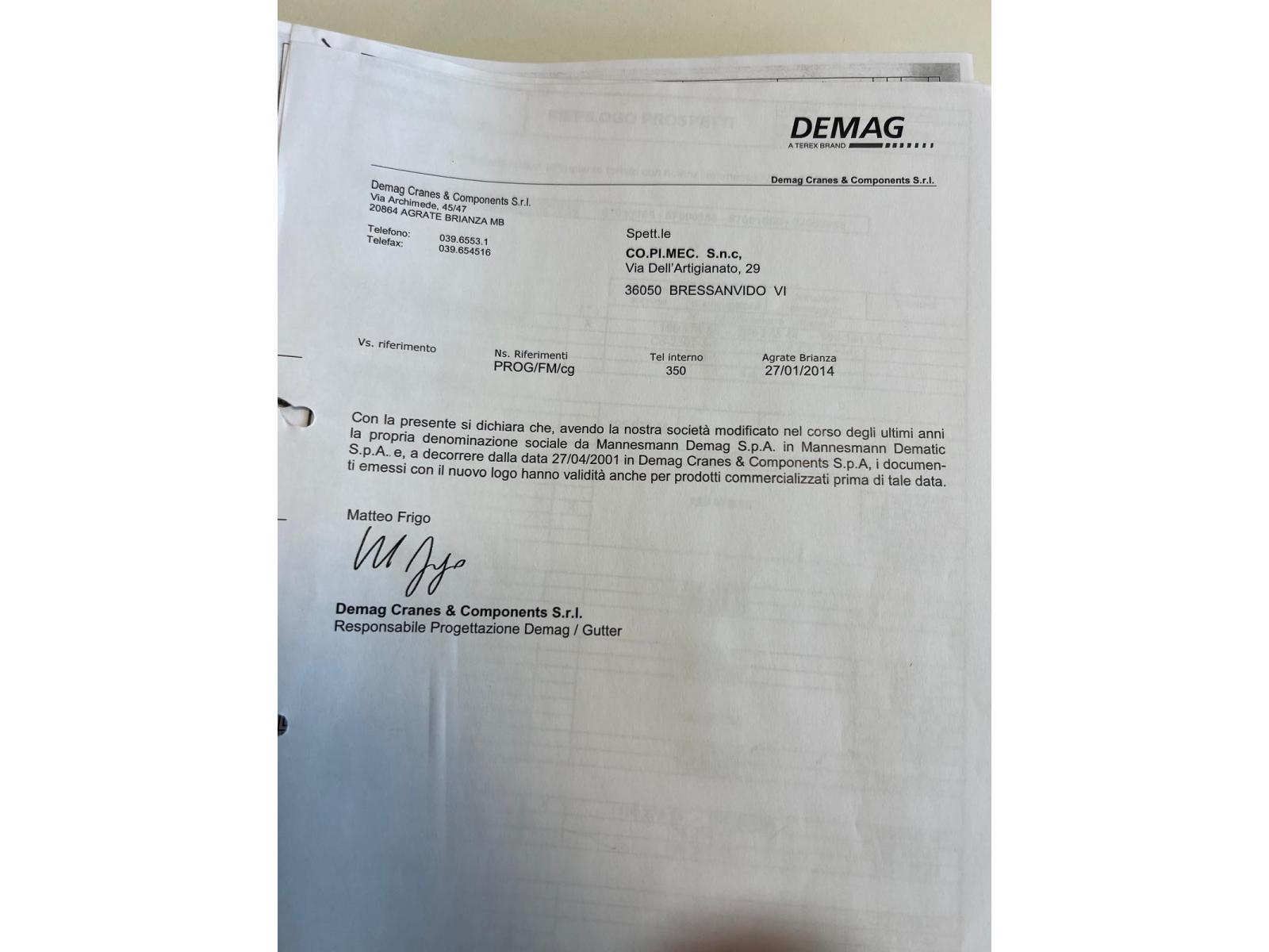 CARROPONTE BITRAVE DEMAG 10 TON  X 13300MM CIRCA