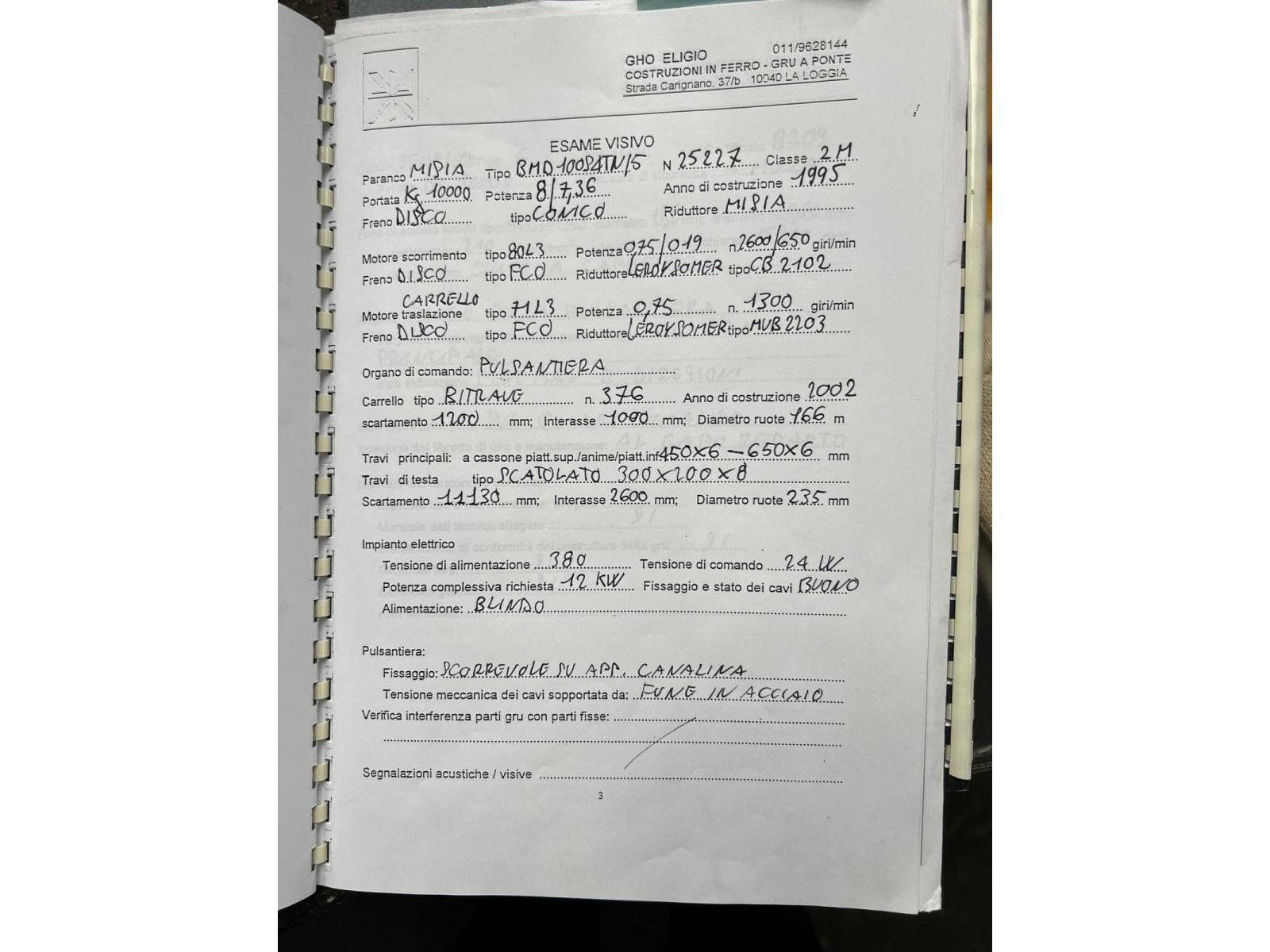 CARROPONTE BITRAVE GHO 10 TON  SCARTAMENTO 11130 MM