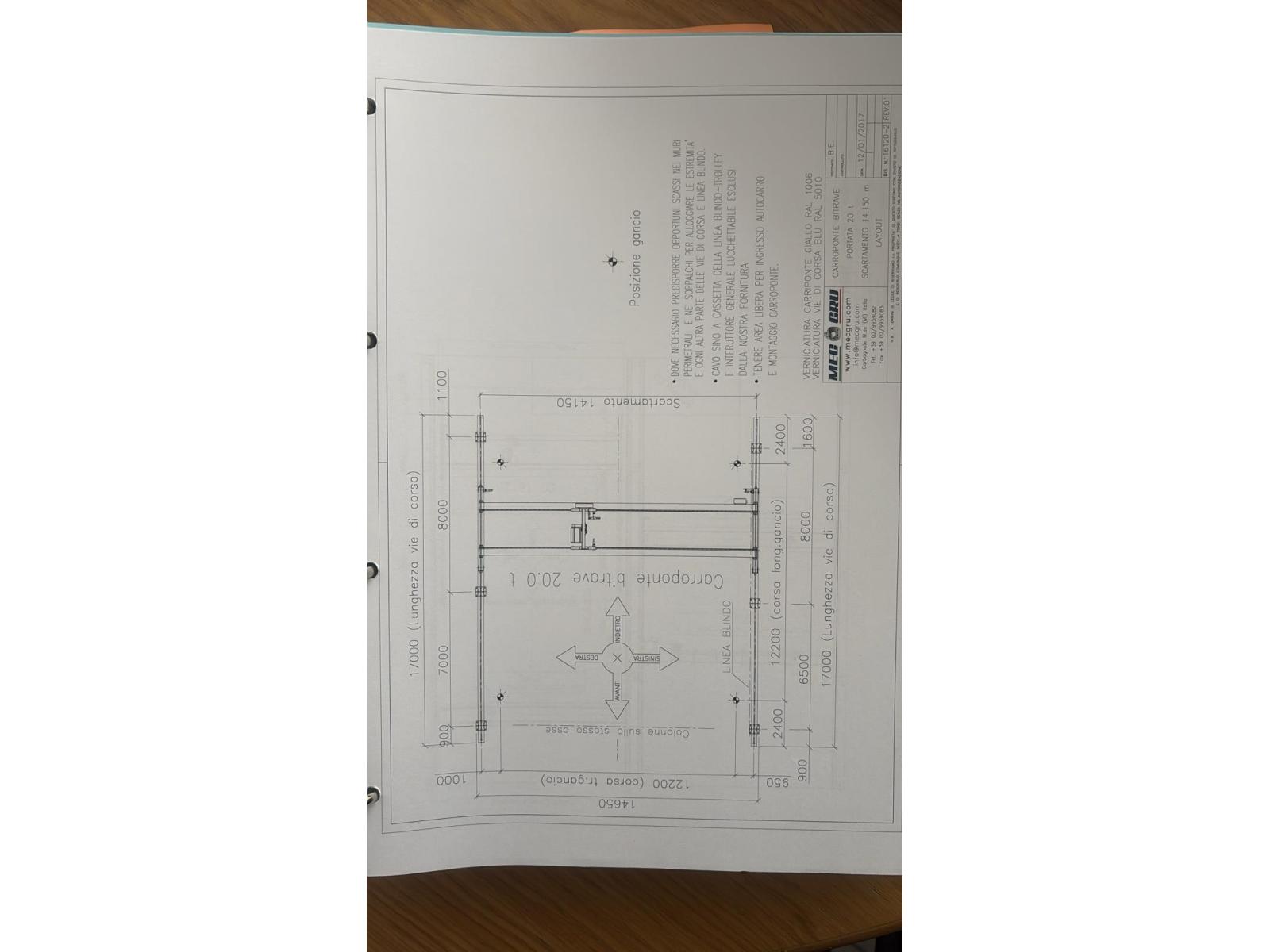 CARROPONTE BITRAVE MEC GRU 20 TON SCARTAMENTO 14150 MM