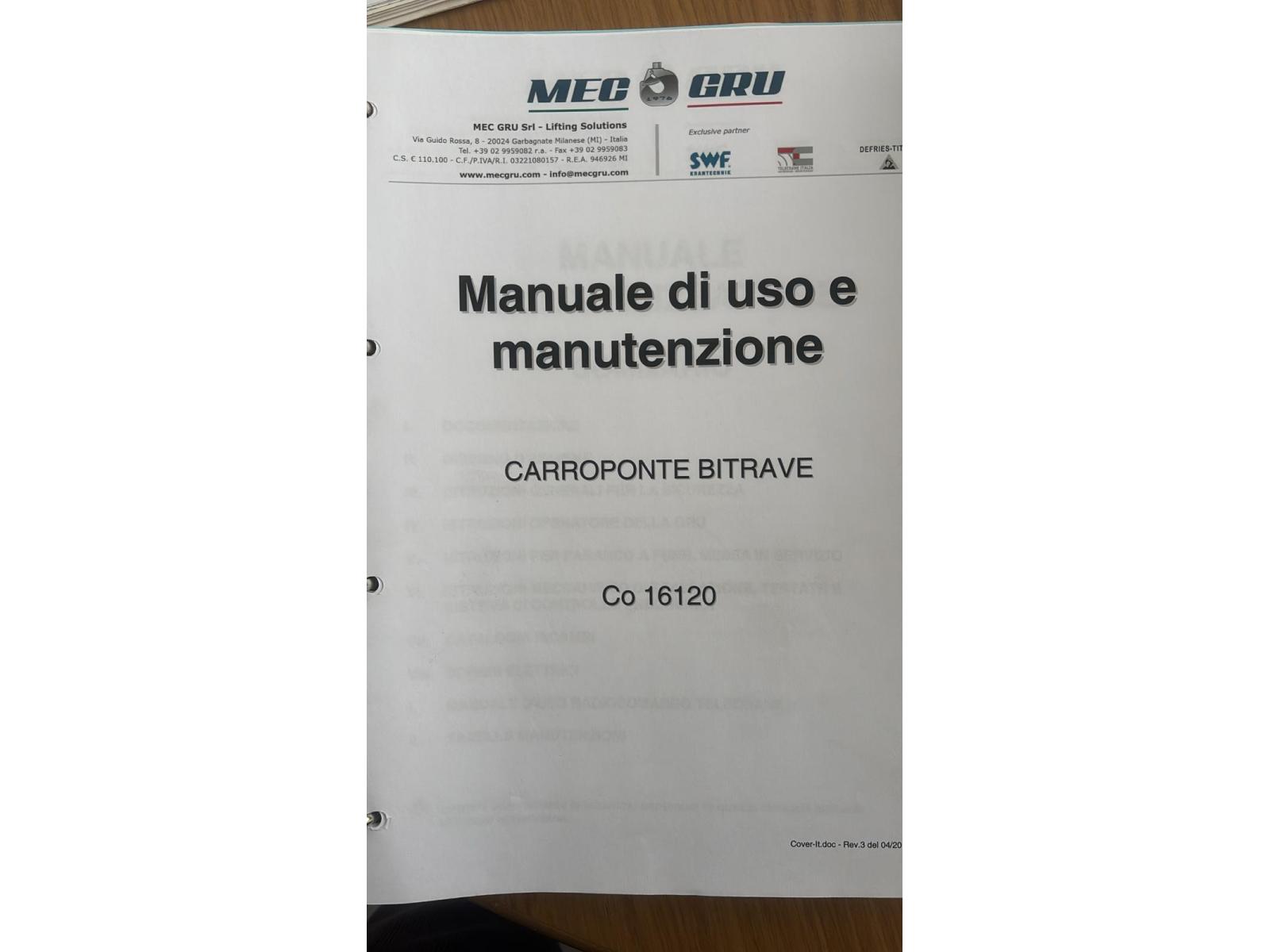 CARROPONTE BITRAVE MEC GRU 20 TON SCARTAMENTO 14150 MM