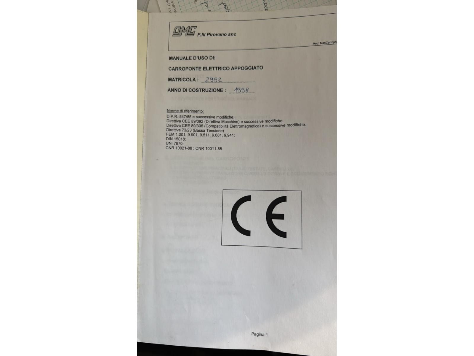 CARROPONTE BITRAVE OMC 20/10 TON SCARTAMENTO 14170 MM ANNO 1998