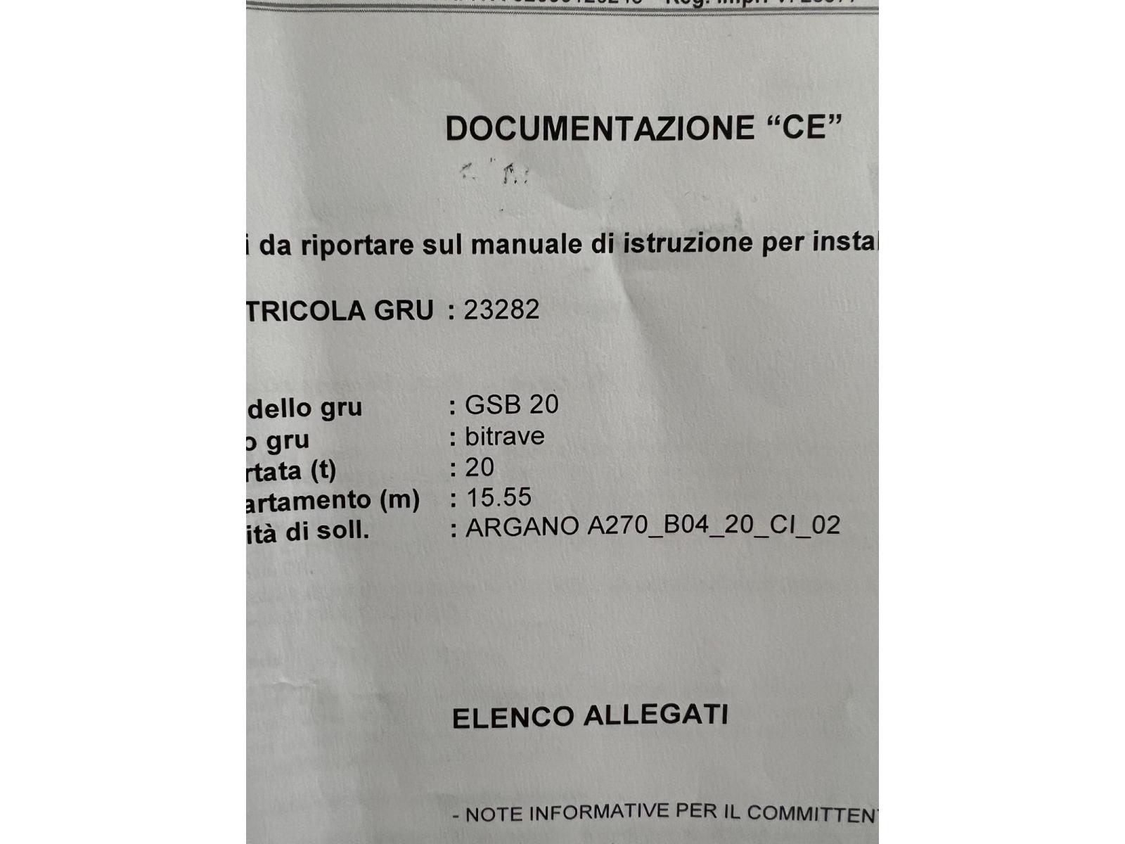 CARROPONTE BITRAVE OMIS GSB 20 TON SCARTAMENTO 15.15