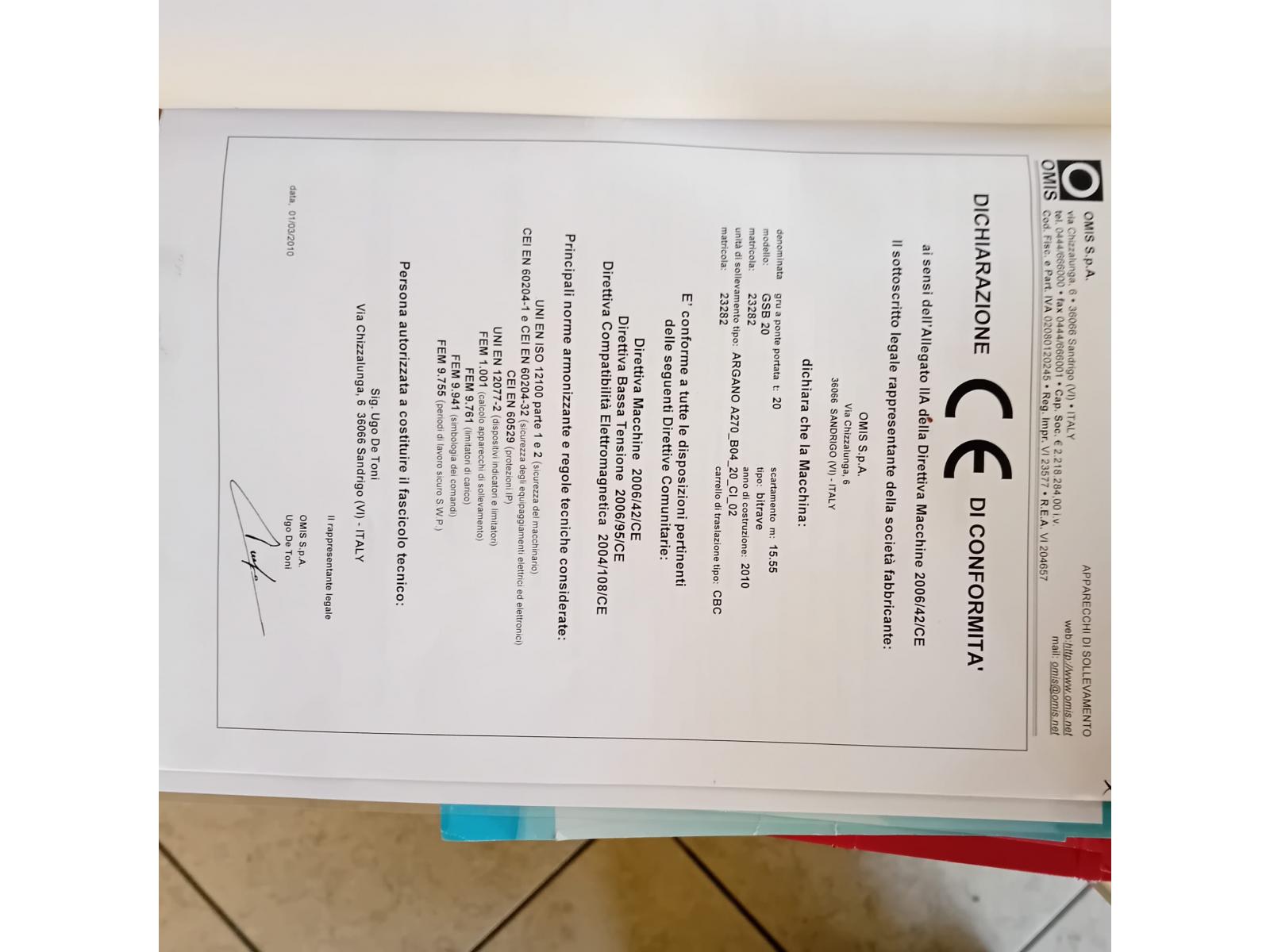 CARROPONTE BITRAVE OMIS GSM 20 TON SCARTAMENTO 15.15