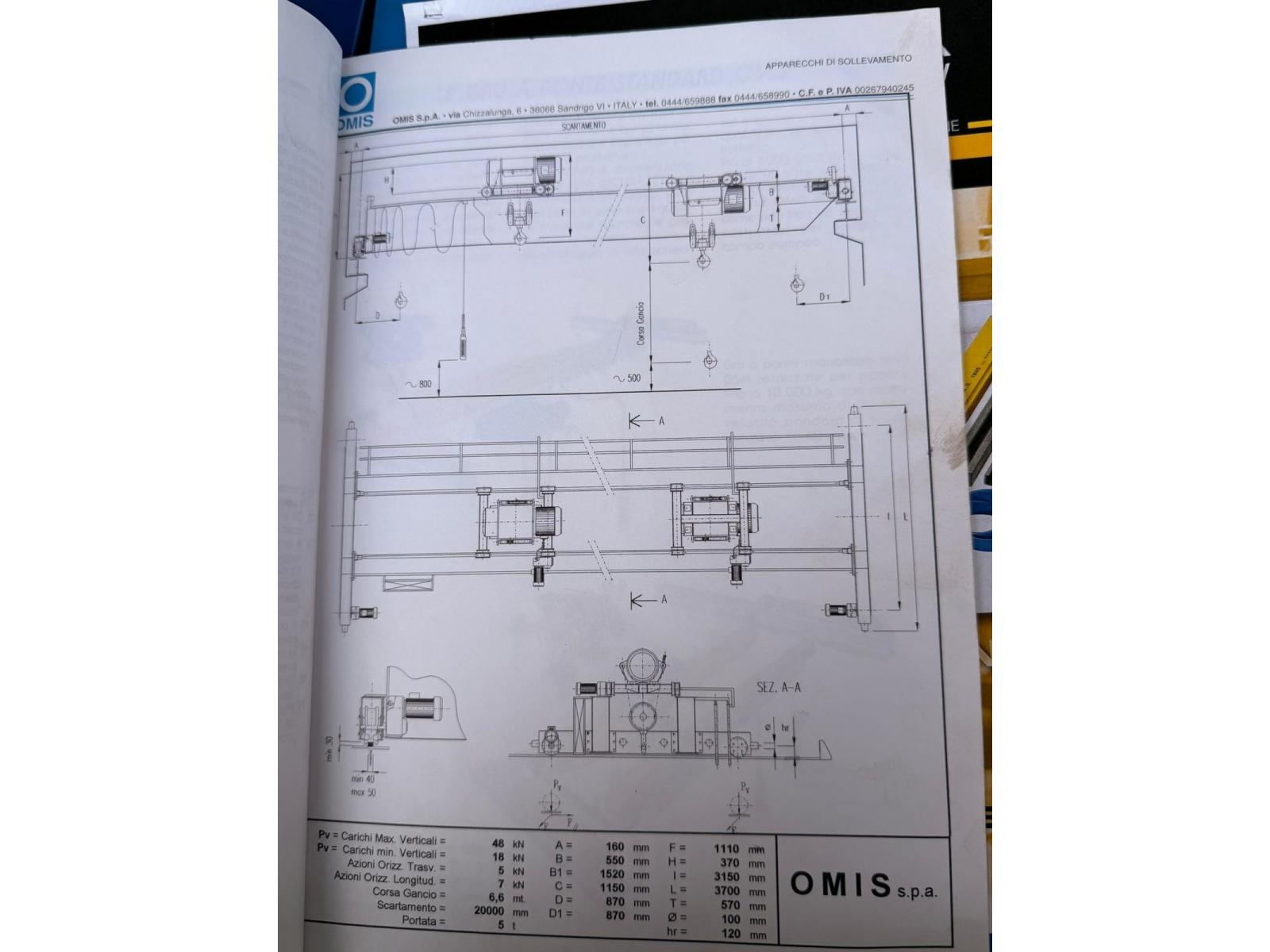 CARROPONTE BITRAVE OMIS 5 TON DA 20000 MM(GIALLO)