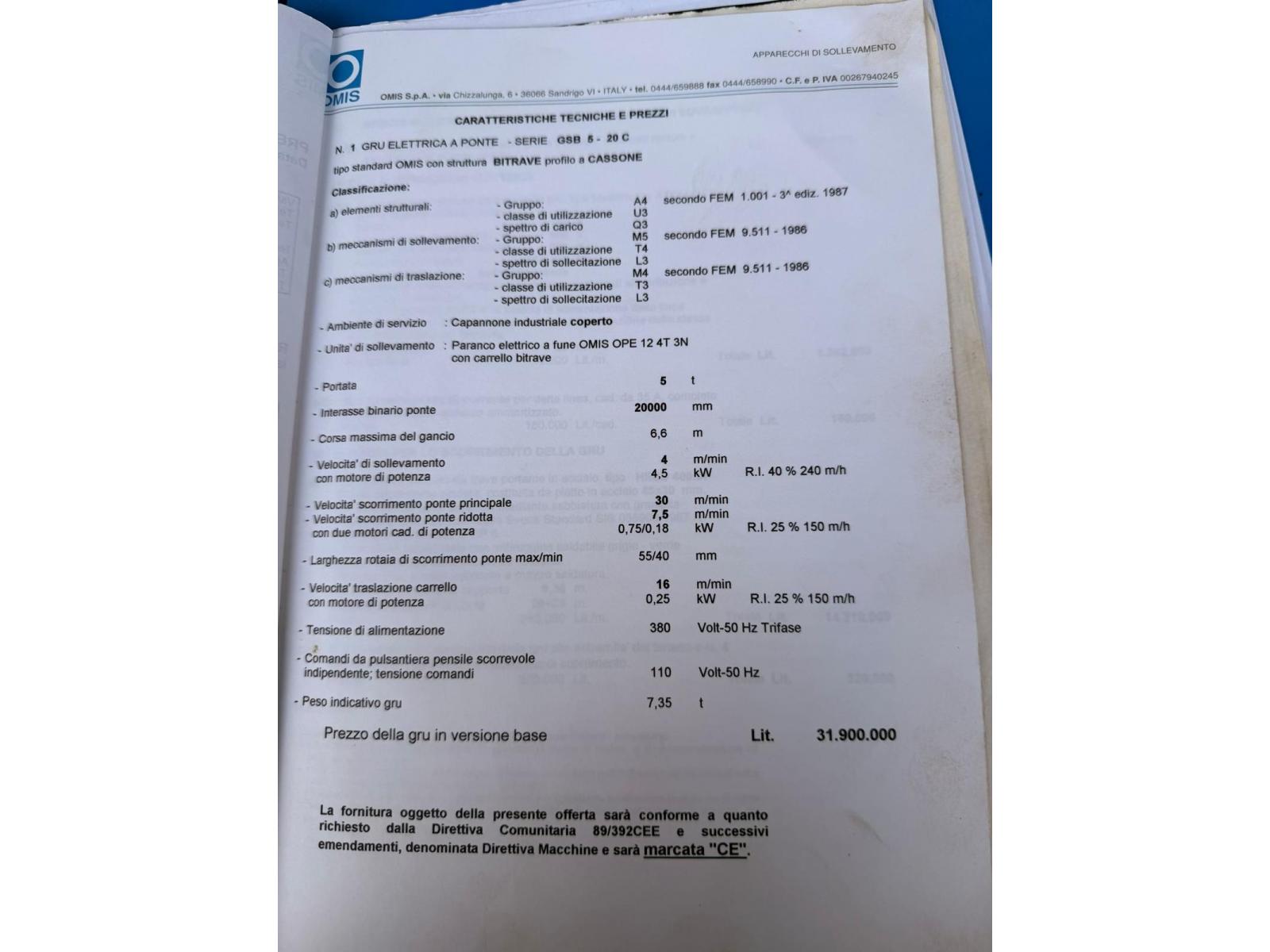 CARROPONTE BITRAVE OMIS 5 TON DA 20 METRI (GIALLO)