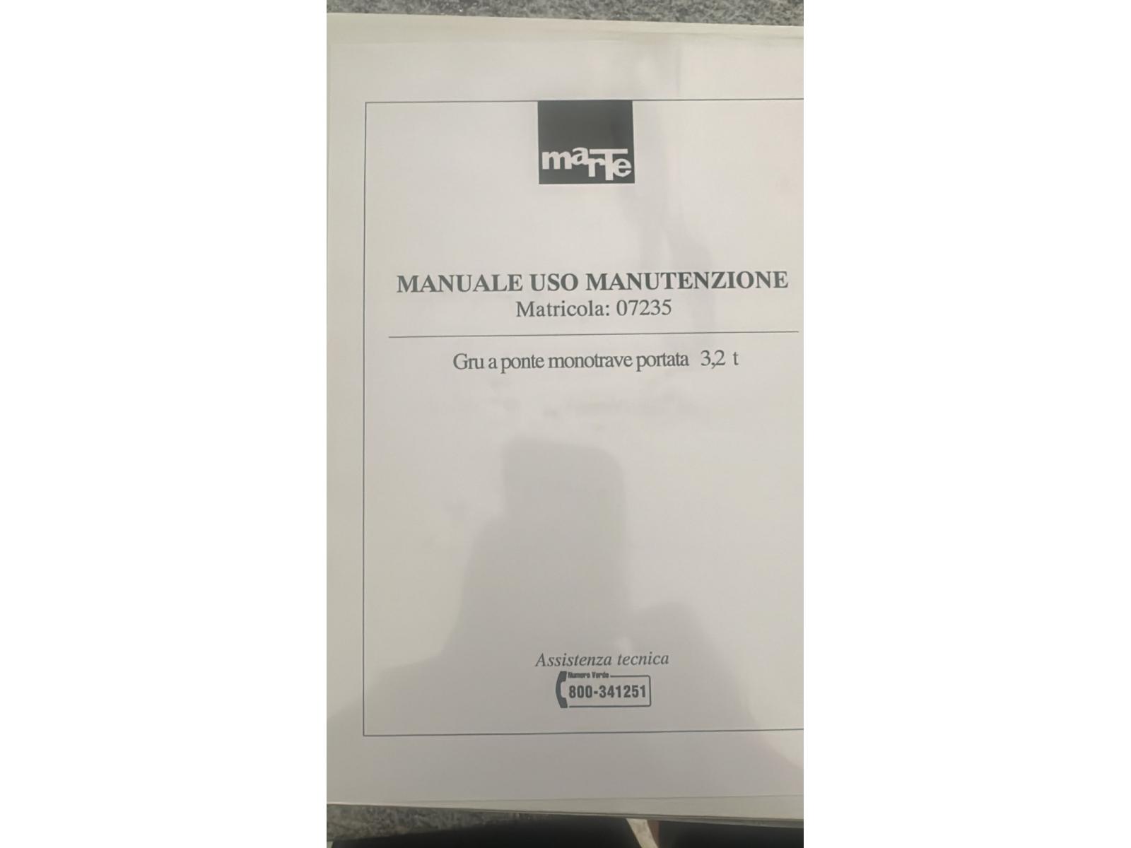 CARROPONTE MONOTRAVE MARTE 3.2 TON SCARTAMENTO18350 MM ANNO 2007