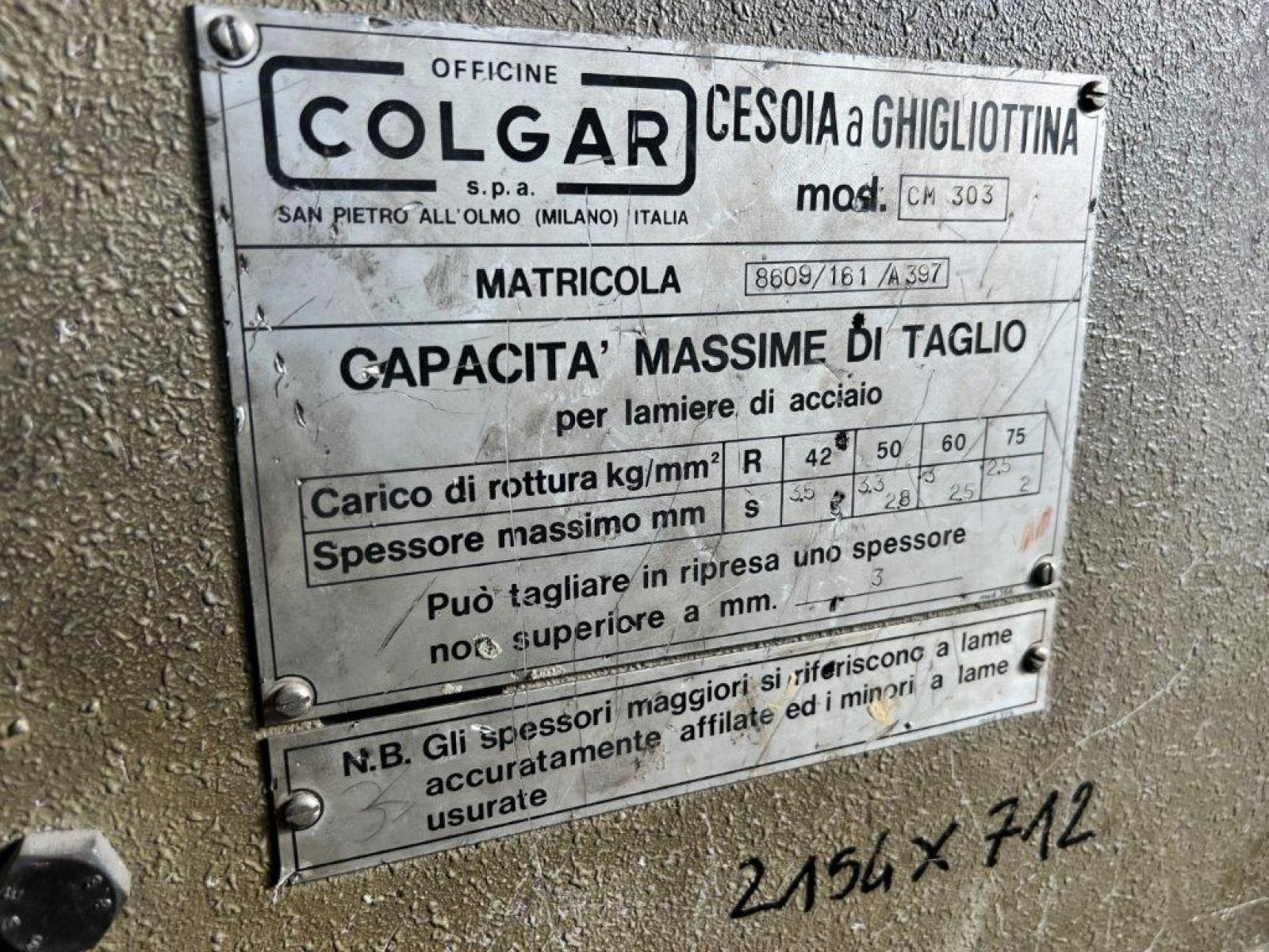 CESOIA COLGAR 3000X 3mm MECCANICA