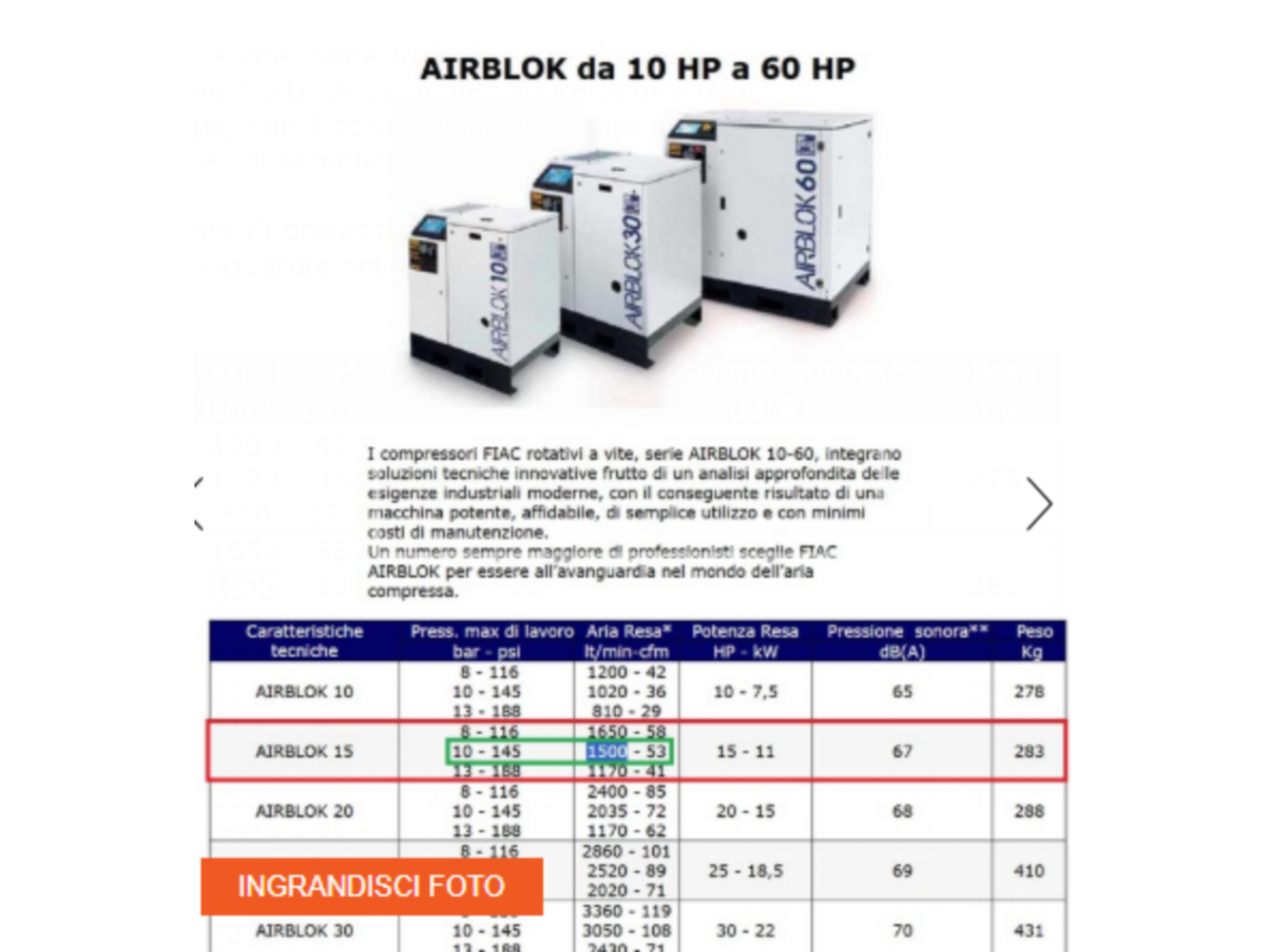Compressore rotativo silenziato FIAC AIRBLOK 152BD