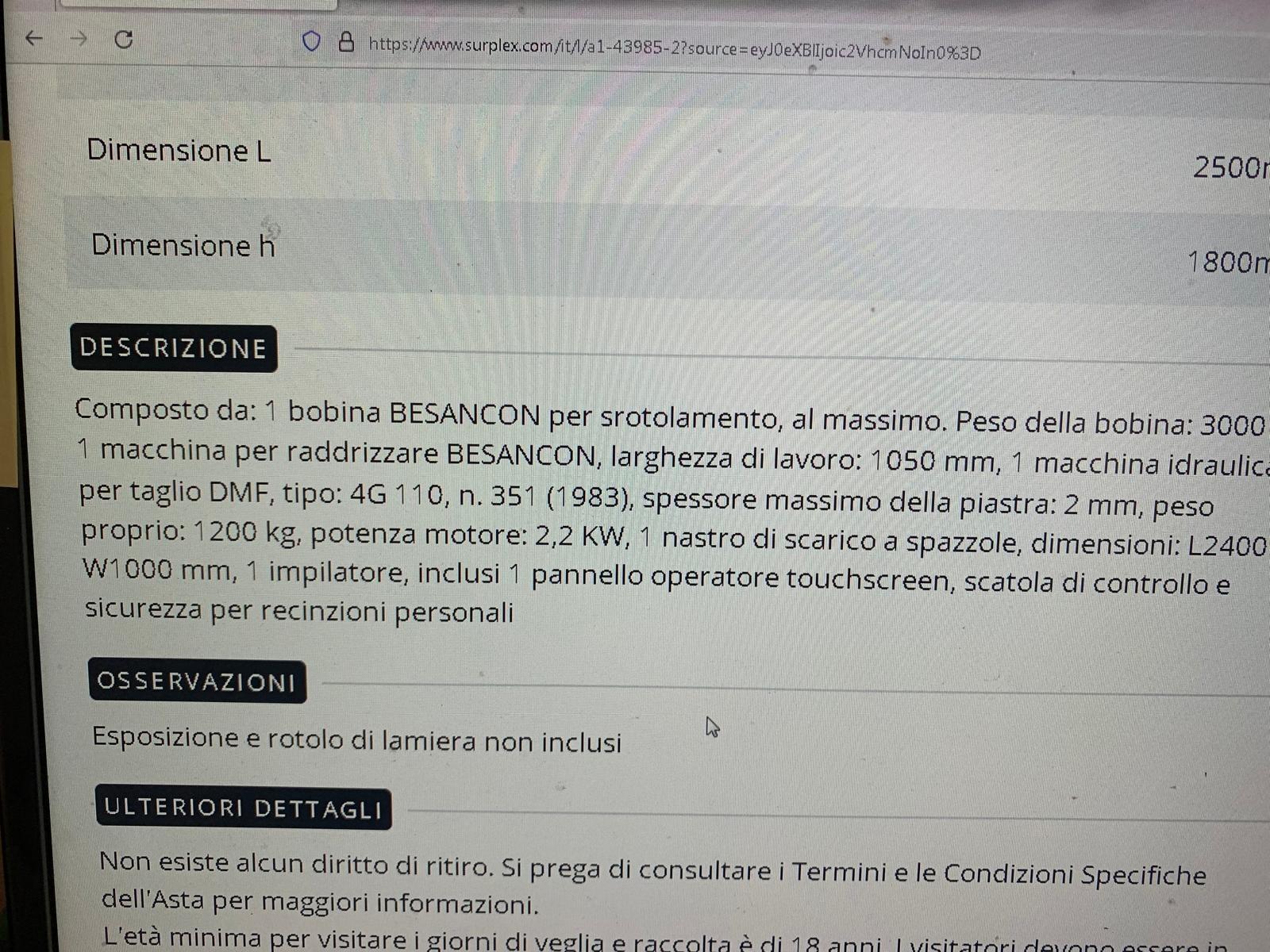 LINEA DI TAGLIO COMPLETA