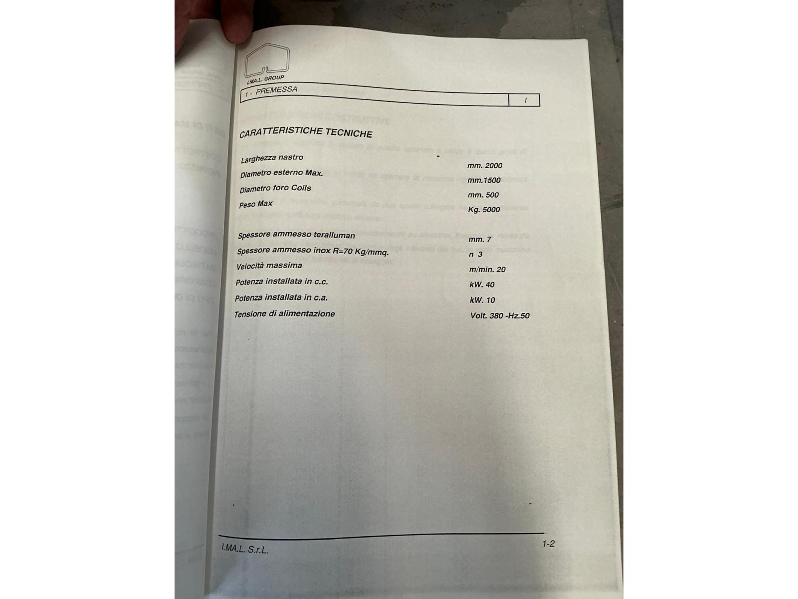 Linea di  taglio in fogli Imal 2000 x 7  ANNO 07--2000  Ottime condizioni.