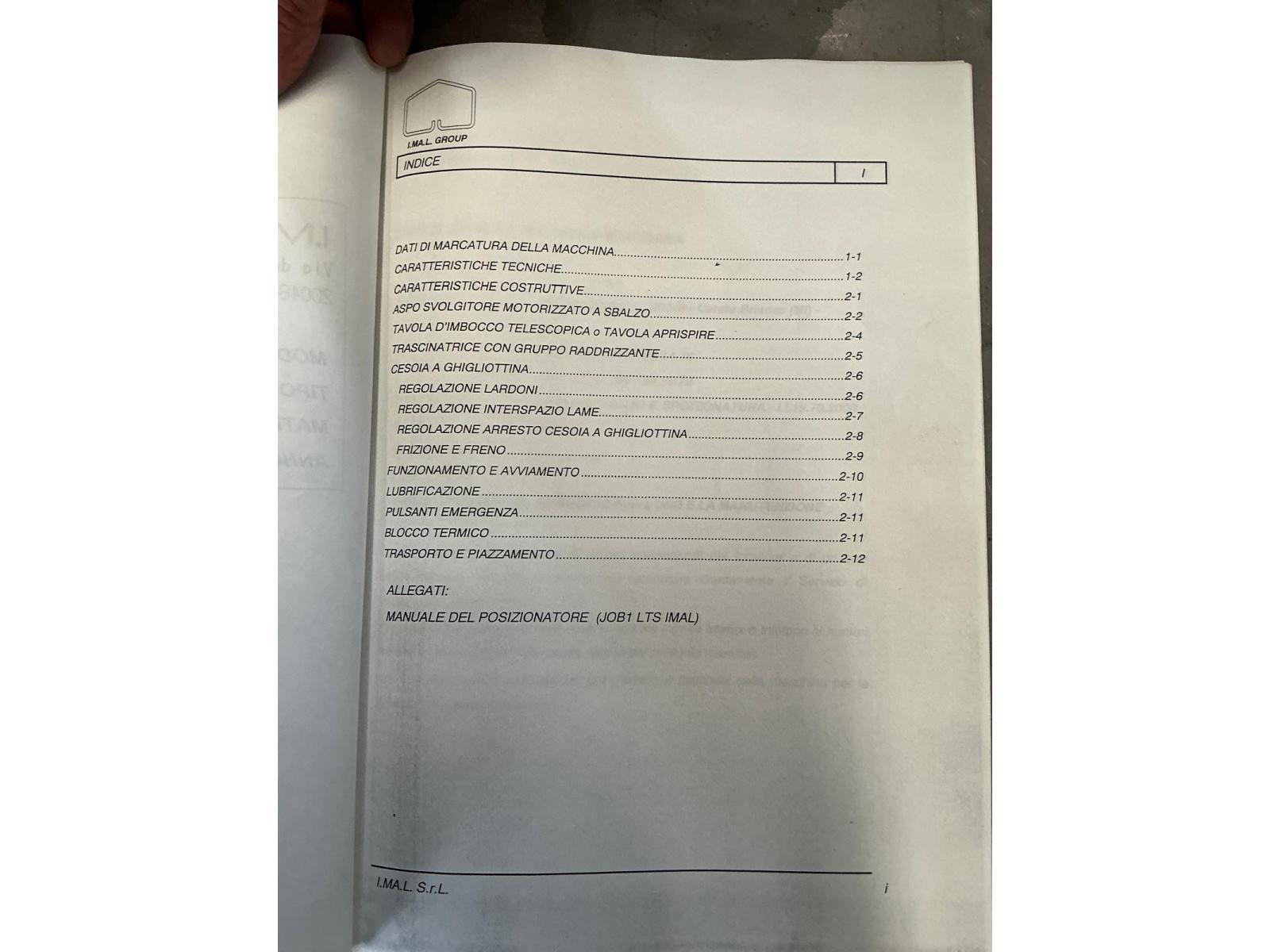 Linea di  taglio in fogli Imal 2000 x 7  ANNO 07--2000  Ottime condizioni.