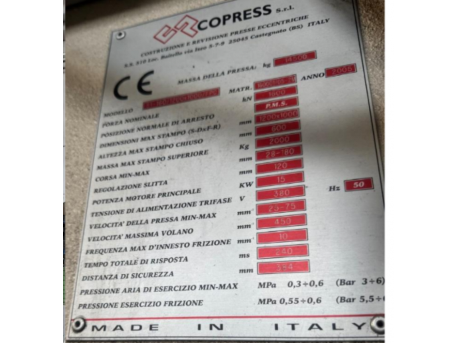 Pressa eccentrica COPRESS TON 160 DOPPIO MONTANTE