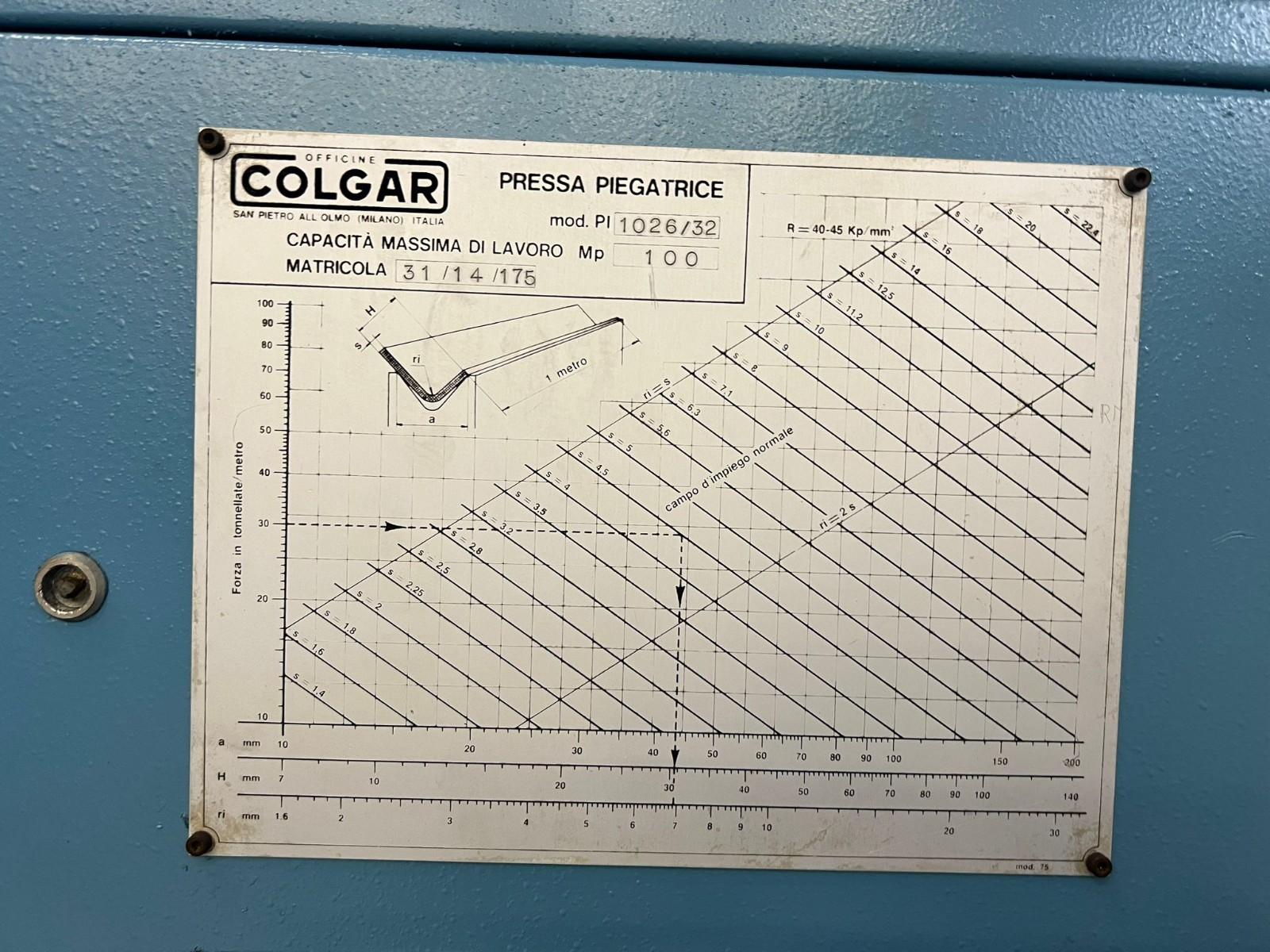 PRESSA PIEGATRICE COLGAR 3050X125 TON