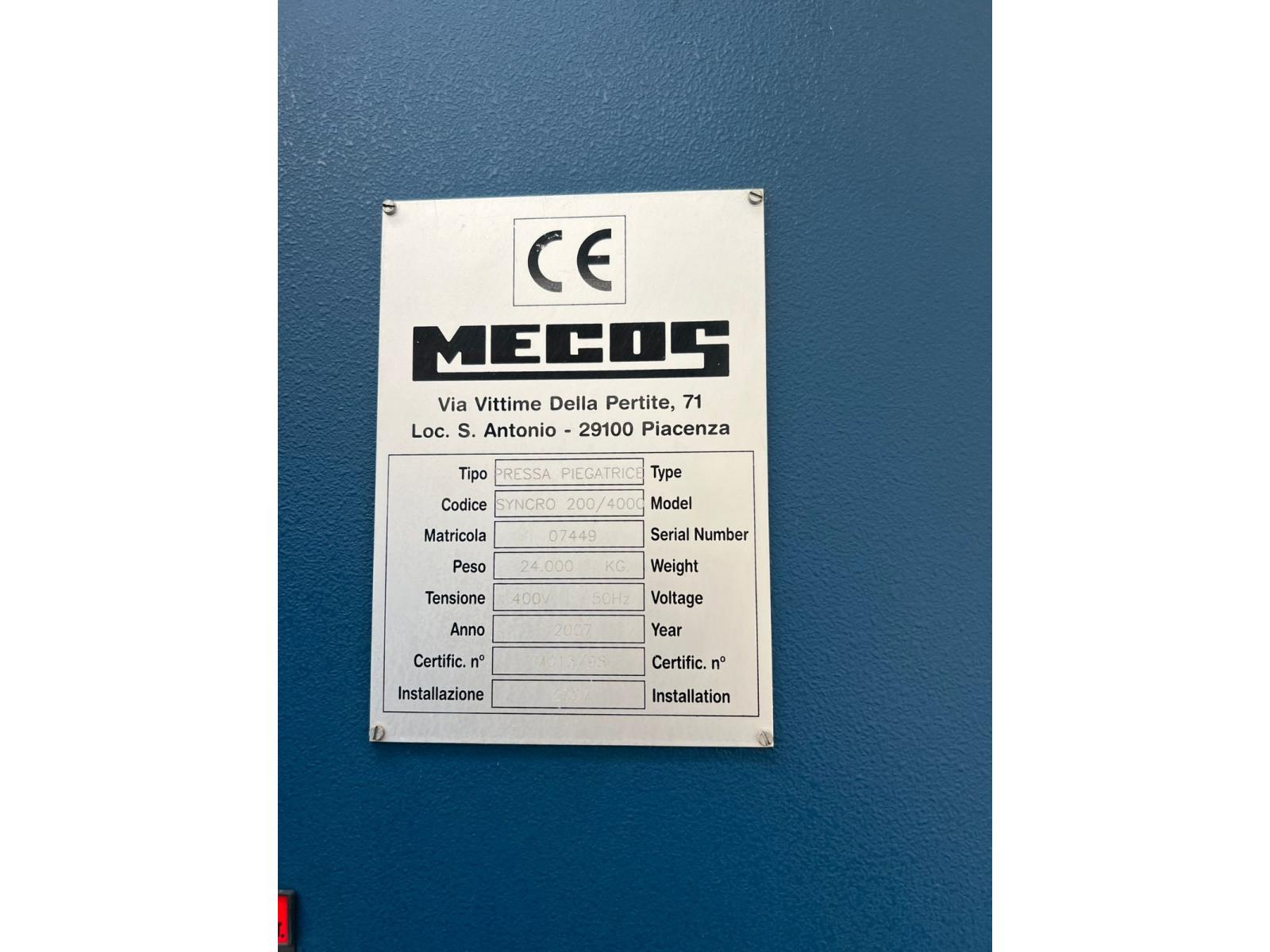 PRESSA PIEGATRICE MECOS SYNCRO 200X4000